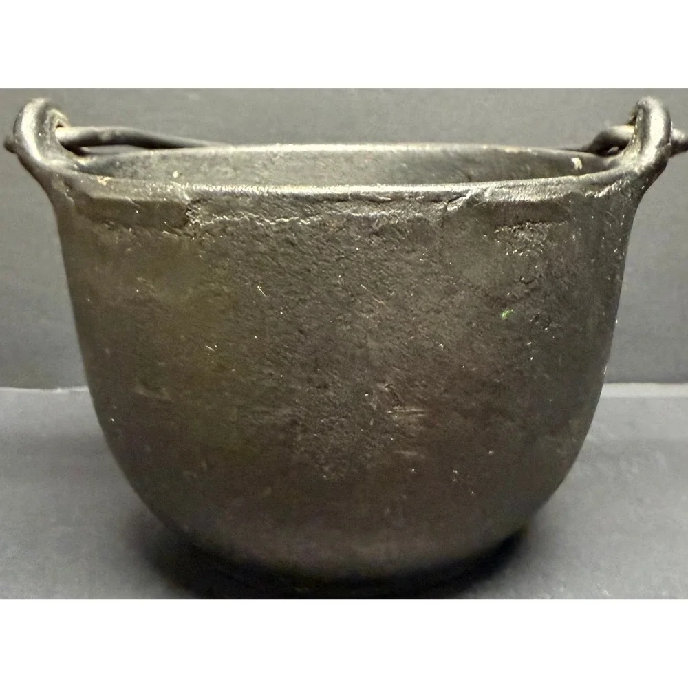 Antique Cast Iron Cauldron Pot with Handle Gate Marked Primitive Hearth Kettle
